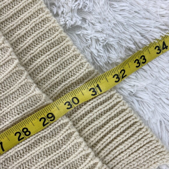 POL Large Cream Popcorn Boucle Knit Hooded Long Tunic Dress Sweater Size Large - Picture 7 of 7